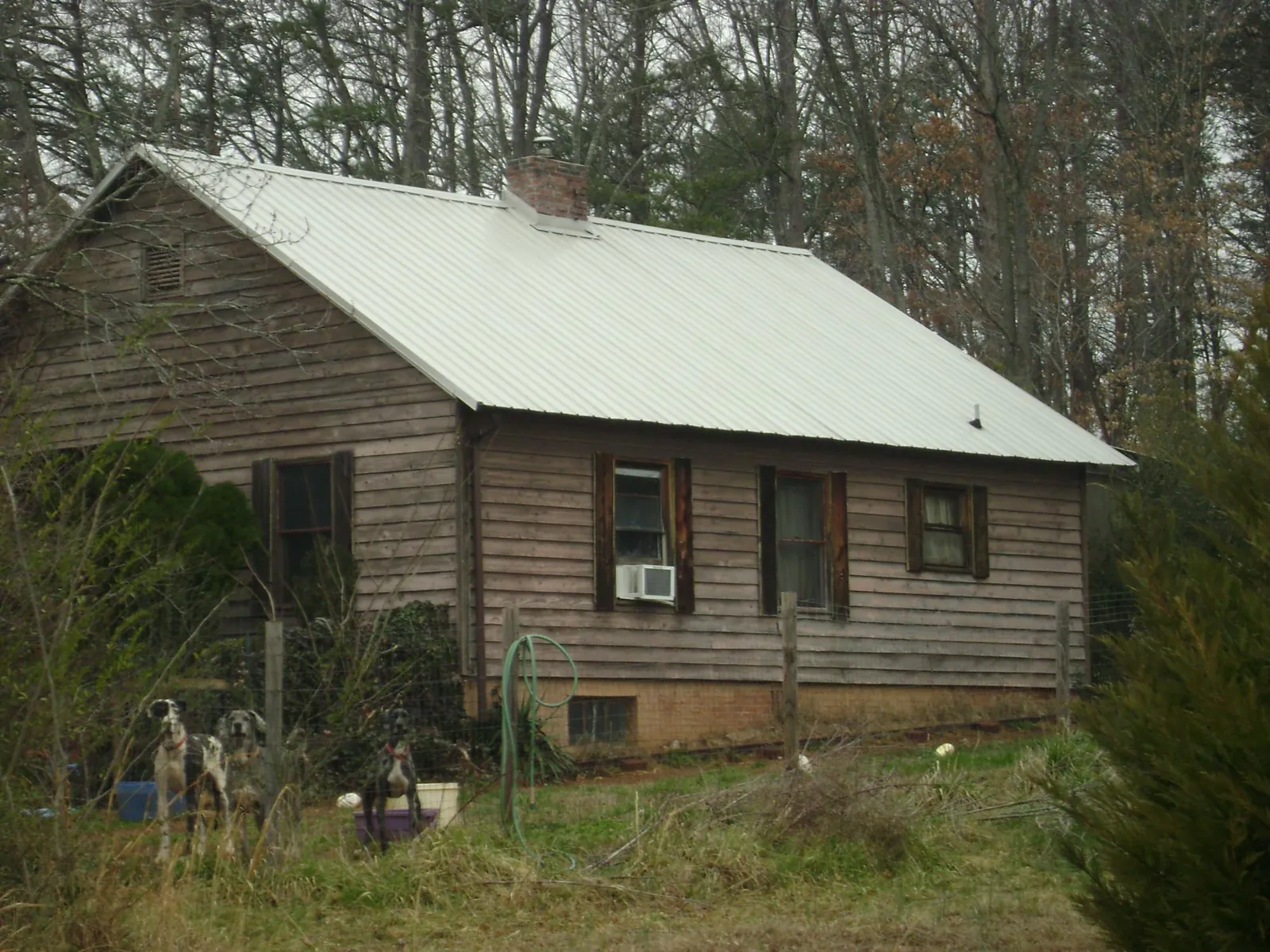 White metal roof on an old wood sided farmhouse, from a Asphalt Shingle Roof Repair job in Bloomfield
